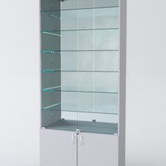 Витрина АСТРА №34 (с дверками, задняя стенка - зеркало), Серый