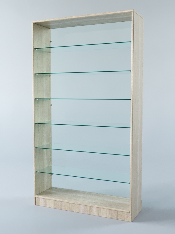 Витрина АСТРА ХИТ ПРОДАЖ №10 (без дверок, задняя стенка - стекло), Дуб Сонома