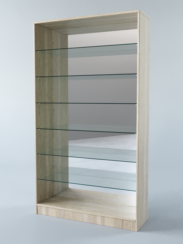 Витрина АСТРА ХИТ ПРОДАЖ №12 (без дверок, задняя стенка - зеркало), Дуб Сонома