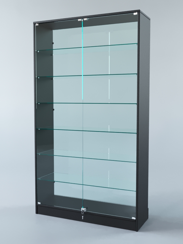 Витрина АСТРА ХИТ ПРОДАЖ №9 (с дверками, задняя стенка - стекло), Черный