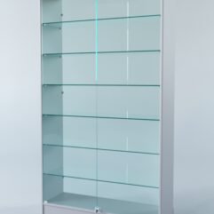 Витрина АСТРА ХИТ ПРОДАЖ №9 (с дверками, задняя стенка - стекло), Серый