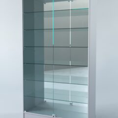 Витрина АСТРА ХИТ ПРОДАЖ №11 (с дверками, задняя стенка - зеркало), Серый