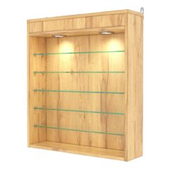 Витрина настенная №1-7Г с подсветкой, Дуб Золотистый