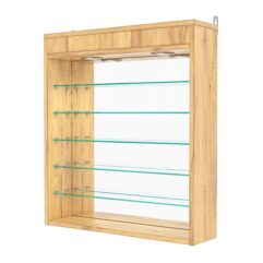 Витрина настенная №1-8Г с зеркалом и с подсветкой, Дуб Золотистый