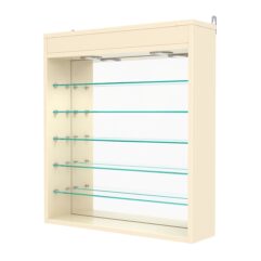 Витрина настенная №1-8Г с зеркалом и с подсветкой, Крем Вайс