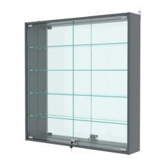 Витрина настенная №4-2А с зеркалом, Темно-Серый