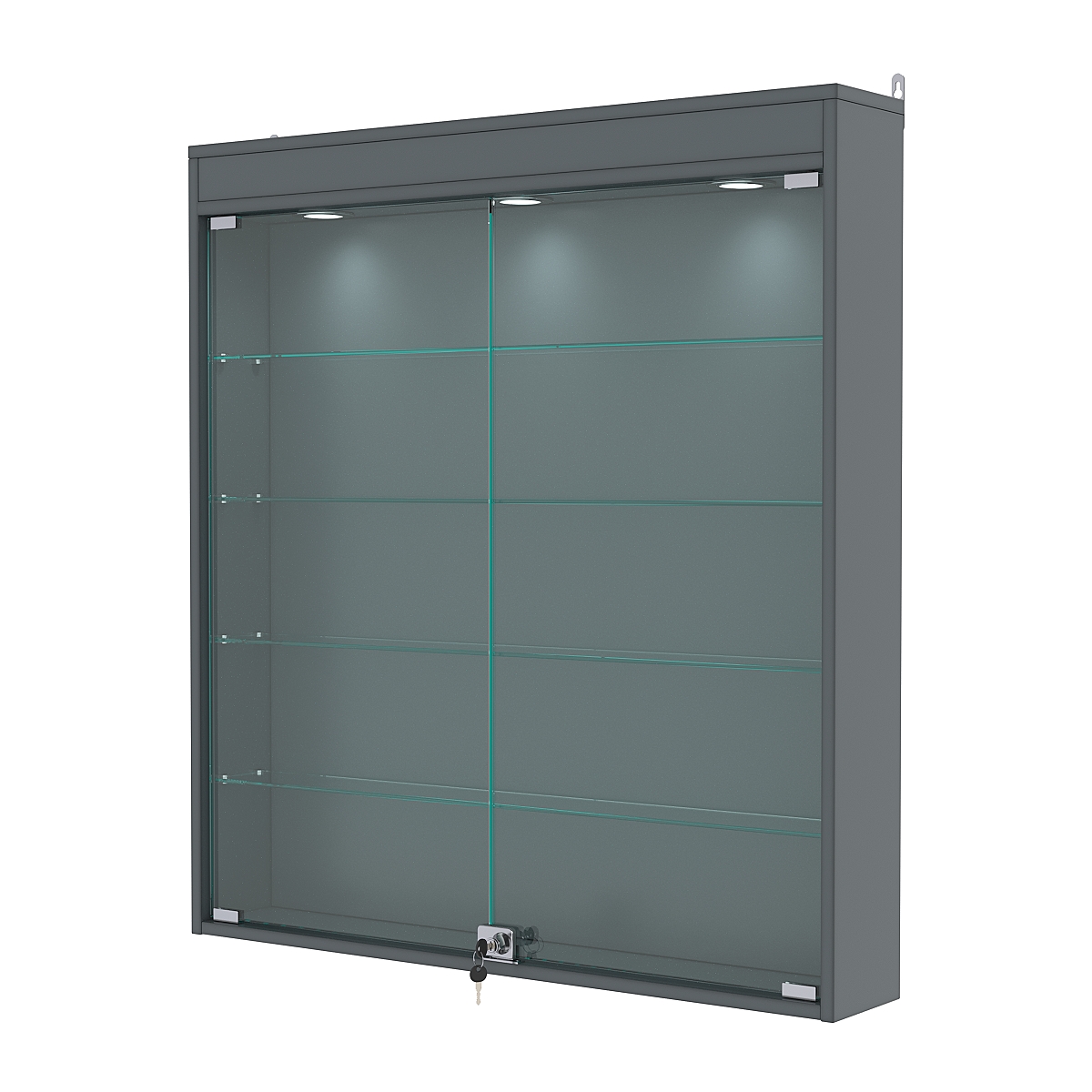 Витрина настенная №4-3А с подсветкой, Темно-Серый