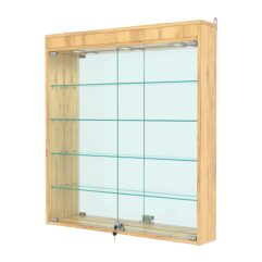 Витрина настенная №4-4А с зеркалом и с подсветкой, Дуб Золотистый
