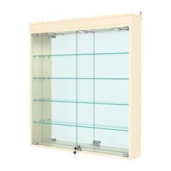 Витрина настенная №4-4А с зеркалом и с подсветкой, Крем Вайс