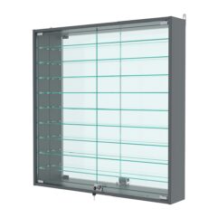 Витрина настенная №4-6А с зеркалом, Темно-Серый