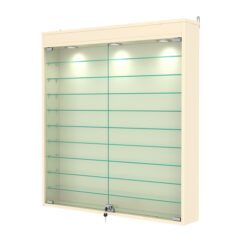 Витрина настенная №4-7А с подсветкой, Крем Вайс