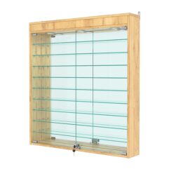 Витрина настенная №4-8А с зеркалом и с подсветкой, Дуб Золотистый