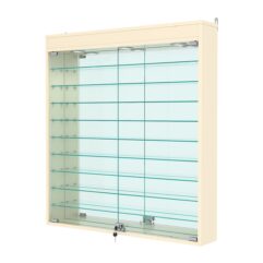 Витрина настенная №4-8А с зеркалом и с подсветкой, Крем Вайс