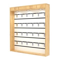 Витрина настенная №4-2В с экономпанелью, без полок, с подсветкой, Дуб Золотистый