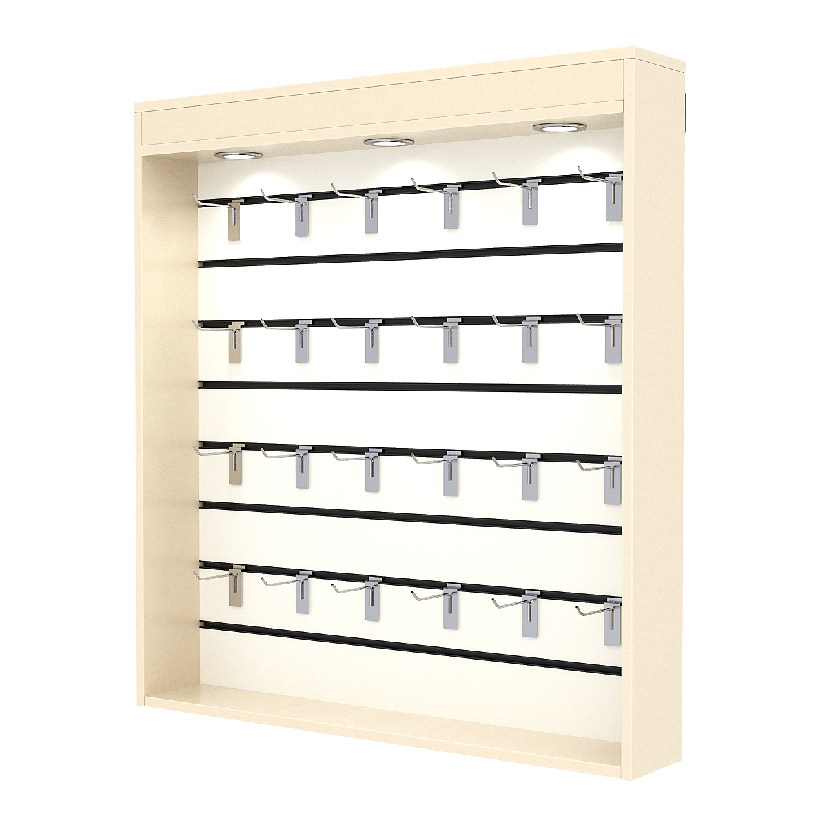 Витрина настенная №4-2В с экономпанелью, без полок, с подсветкой, Крем Вайс