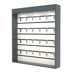 Витрина настенная №4-2В с экономпанелью, без полок, с подсветкой, Темно-Серый