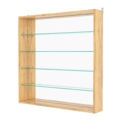 Витрина настенная №4-2Г с зеркалом, Дуб Золотистый