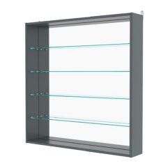 Витрина настенная №4-2Г с зеркалом, Темно-Серый