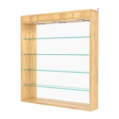 Витрина настенная №4-4Г с зеркалом и с подсветкой, Дуб Золотистый
