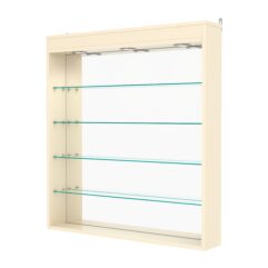 Витрина настенная №4-4Г с зеркалом и с подсветкой, Крем Вайс