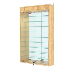 Витрина настенная №2-8А с зеркалом и с подсветкой, Дуб Золотистый