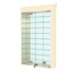 Витрина настенная №2-8А с зеркалом и с подсветкой, Крем Вайс