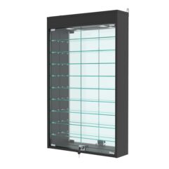 Витрина настенная №2-8А с зеркалом и с подсветкой, Черный