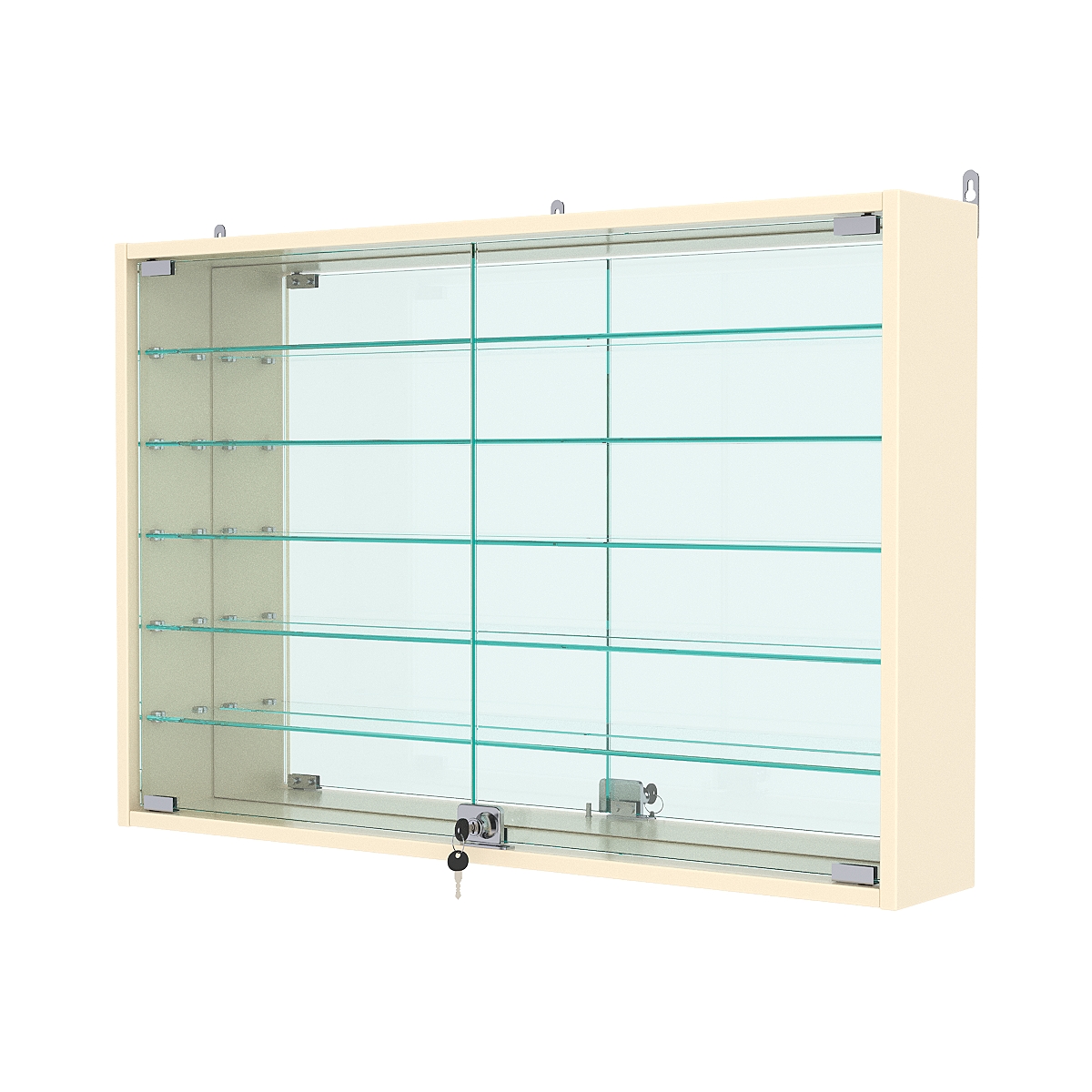 Витрина настенная №3-6А с зеркалом, Крем Вайс