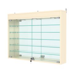 Витрина настенная №3-8А с зеркалом и с подсветкой, Крем Вайс