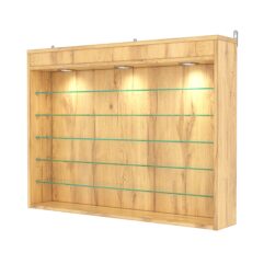 Витрина настенная №3-7Г с подсветкой, Дуб Золотистый