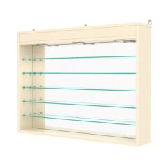 Витрина настенная №3-8Г с зеркалом и с подсветкой, Крем Вайс