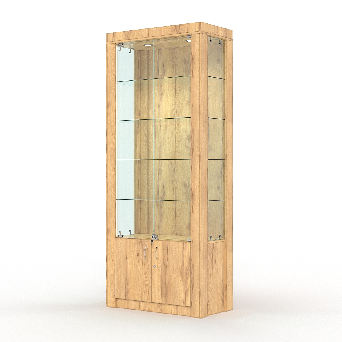 Витрина МОДЕРН №7 (с дверками, задняя стенка - ДВП), Дуб Золотистый