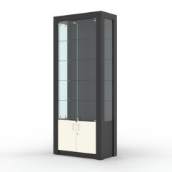 Витрина МОДЕРН №7 (с дверками, задняя стенка - ДВП), Черный и Белый