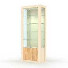 Витрина МОДЕРН №7 (с дверками, задняя стенка - ДВП), Крем Вайс и Дуб Золотистый