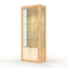 Витрина МОДЕРН №7 (с дверками, задняя стенка - ДВП), Дуб Золотистый и Крем Вайс