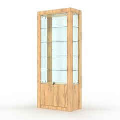 Витрина МОДЕРН №8 (с дверками, задняя стенка - стекло), Дуб Золотистый