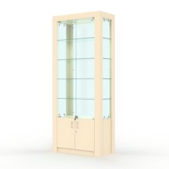 Витрина МОДЕРН №8 (с дверками, задняя стенка - стекло), Крем Вайс