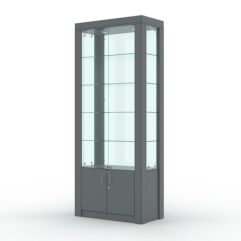 Витрина МОДЕРН №8 (с дверками, задняя стенка - стекло), Темно-Серый