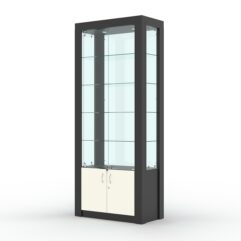 Витрина МОДЕРН №8 (с дверками, задняя стенка - стекло), Черный и Белый