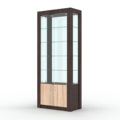 Витрина МОДЕРН №8 (с дверками, задняя стенка - стекло), Дуб Венге и Дуб Сонома