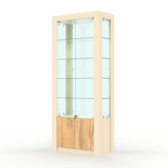 Витрина МОДЕРН №8 (с дверками, задняя стенка - стекло), Крем Вайс и Дуб Золотистый