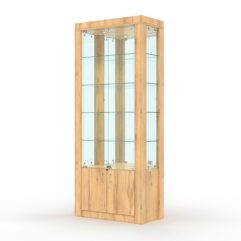 Витрина МОДЕРН №9 (с дверками, задняя стенка - зеркало), Дуб Золотистый