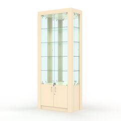 Витрина МОДЕРН №9 (с дверками, задняя стенка - зеркало), Крем Вайс