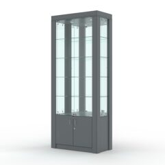 Витрина МОДЕРН №9 (с дверками, задняя стенка - зеркало), Темно-Серый