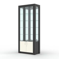 Витрина МОДЕРН №9 (с дверками, задняя стенка - зеркало), Черный и Белый