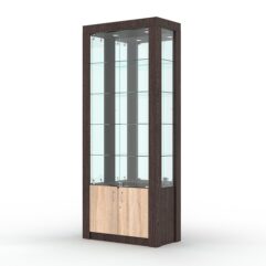 Витрина МОДЕРН №9 (с дверками, задняя стенка - зеркало), Дуб Венге и Дуб Сонома