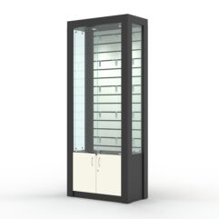 Витрина МОДЕРН №10 (с дверками, задняя стенка - экономпанель), Черный и Белый