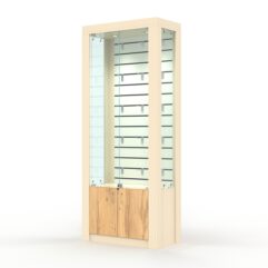 Витрина МОДЕРН №10 (с дверками, задняя стенка - экономпанель), Крем Вайс и Дуб Золотистый