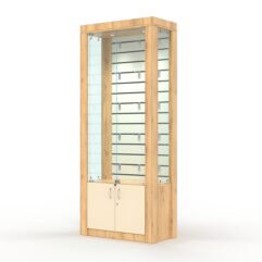 Витрина МОДЕРН №10 (с дверками, задняя стенка - экономпанель), Дуб Золотистый и Крем Вайс