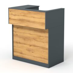 Кассовый стол Эксперт правосторонний, Темно-серый и Дуб Золотистый